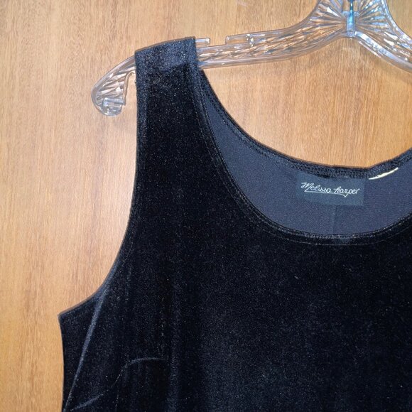 Melissa Harper Black Velvet Sleeveless Wide Strap Dress - Picture 4 of 6